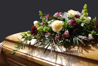 casket with flowers